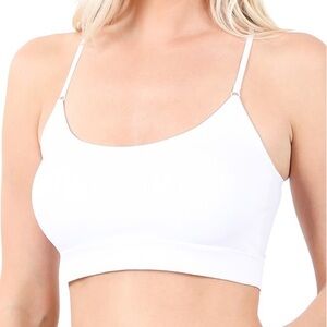 Criss Cross Back Bralette With Pads White 1521